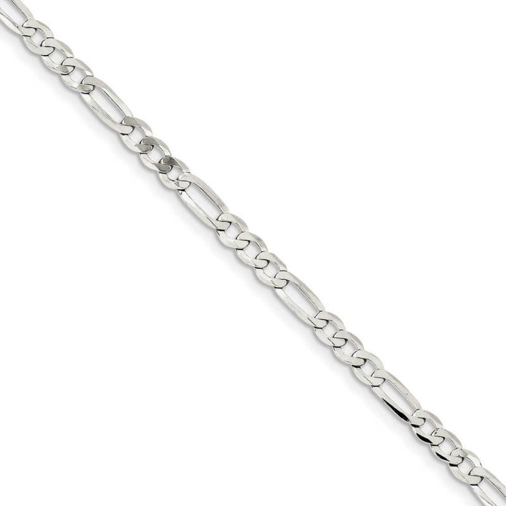 Sterling Silver 4.5mm Flat Figaro Chain Bracelet And Anklet, 9 Inch